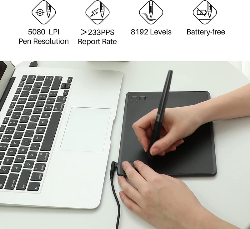 HUION Inspiroy HS64 Graphics Drawing Tablet and PW100 Battery-Free Stylus