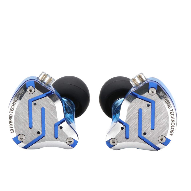 Linsoul KZ ZS10 Pro in Ear Earphones (with Mic, Glare Blue)+Tripowin Zonie 16 Core Cable(Recessed 2pin, 3.5mm, Moss)
