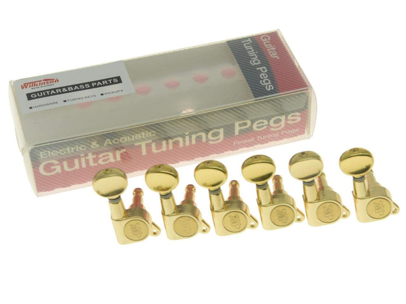 Wilkinson Mini Oval Button 6 Inline Gold E-Z-LOK Post Guitar Tuners EZ Post Guitar Tuning Keys Pegs Machine Heads