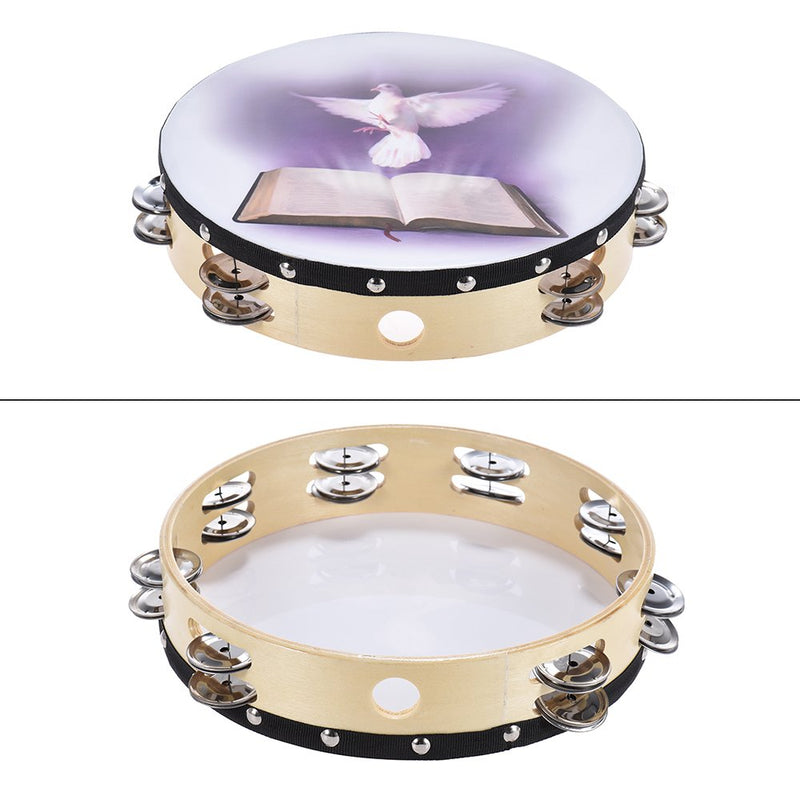 10 inch Tambourine 6 Pairs Double Metal Jingle for Church and Other Holy Occasio