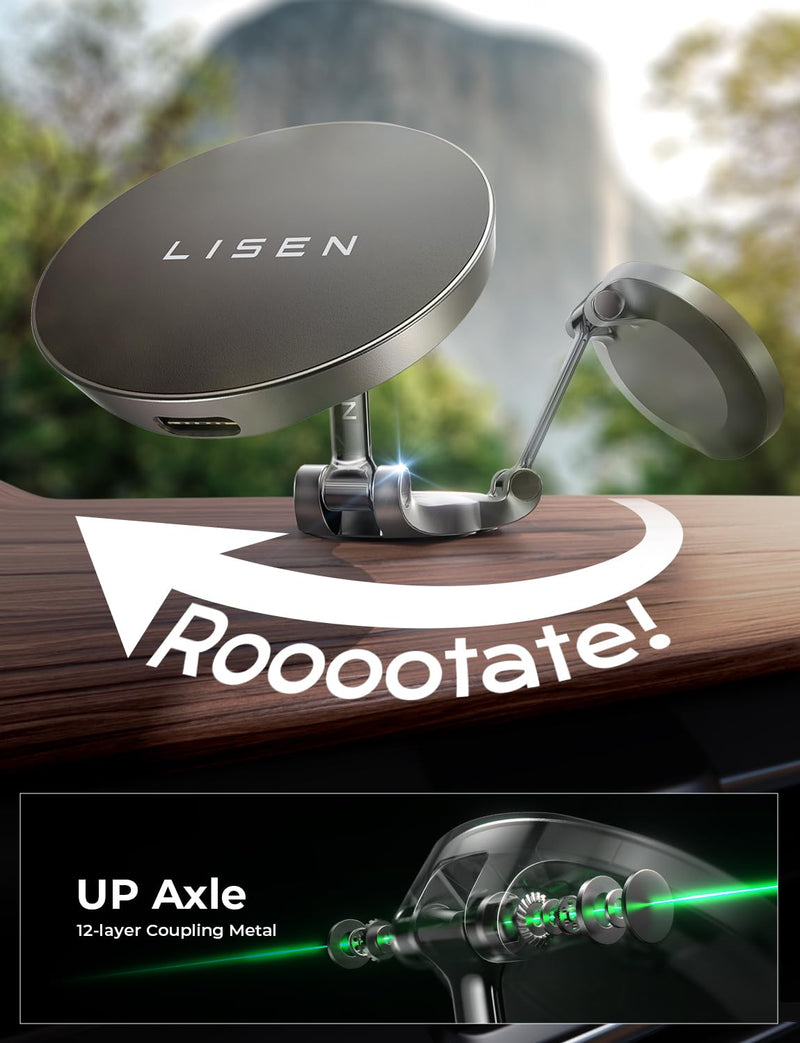 LISEN for Magsafe Car Mount Charger [15W PRO] iPhone Wireless Car Charger Magnetic Phone Holder Mount, Automobile Dashboard Car Phone Holder Fits iPhone 15 Pro Plus Max 14 13 12 MagSafe Case