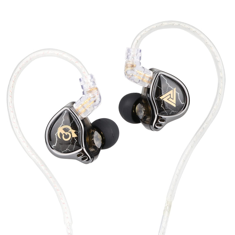 Linsoul QKZ x HBB 10mm Titanium-Coated Diaphragm HiFi in-ear Monitor Earphones with Semi-open Cavity, Detachable 2Pin Silver-plated Cable, Noise Canceling for Audiophile (Black, with Mic) Black