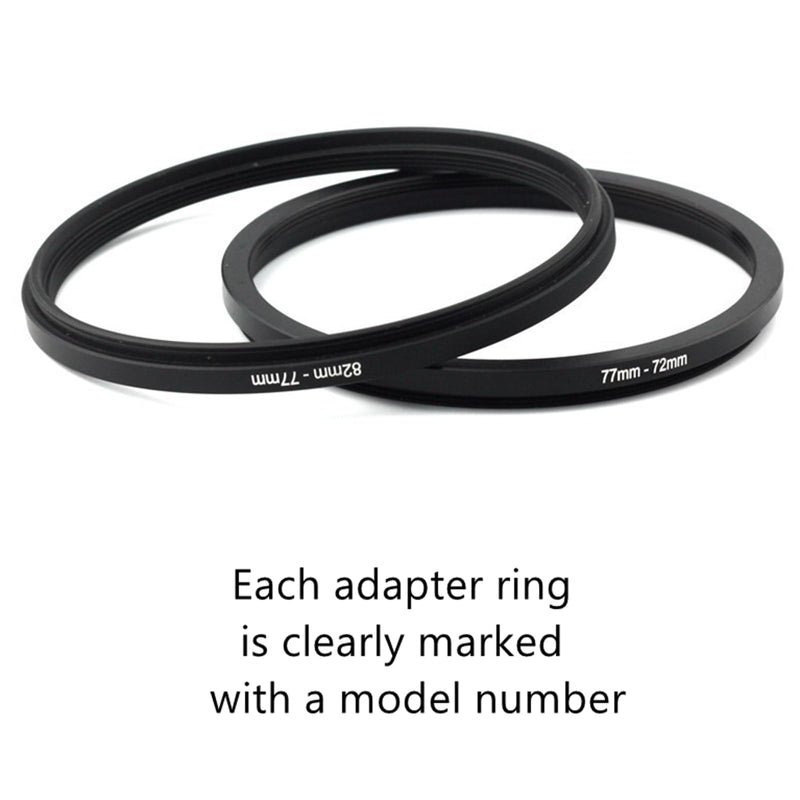 [AUSTRALIA] - Filter Ring Adapter Set 18 Pieces, Camera Lens Filter Stepping Rings Kit, Lightweight and Durable Aluminum, 9 Pcs Step Up Rings Set and 9 Pcs Step Down Rings Set, Black 