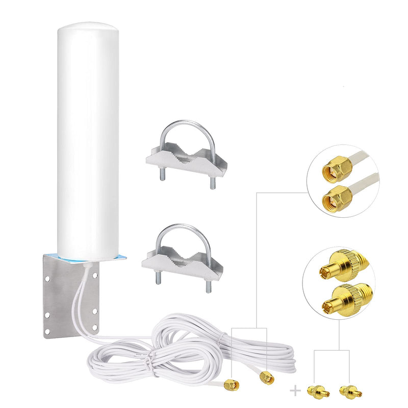 Superbat Outdoor 10dbi 4G LTE Wall Mount Antenna with SMA TS9 Connectors | Omnidirectional MIMO Antenna Waterproof for Hotspot Router Trail Camera tmobile 5g gateway external antennas etc. sma mimo antenna
