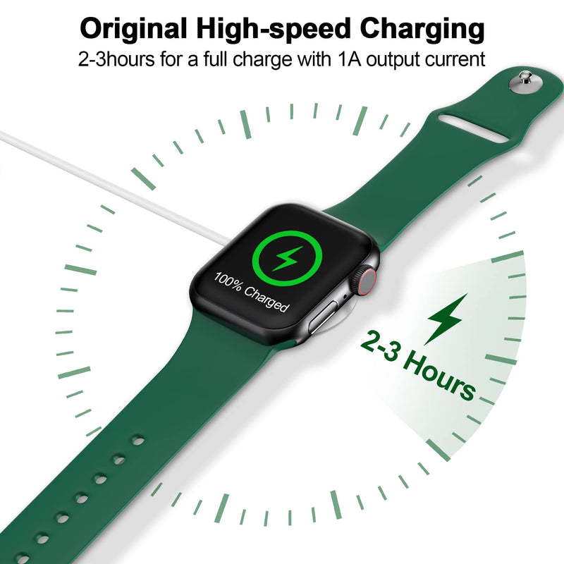 𝟐𝟎𝟐𝟒 𝐔𝐩𝐠𝐫𝐚𝐝𝐞𝐝 for Apple Watch Charger Magnetic Fast Charging Cable [Portable] Magnetic Wireless Charging Compatible with iWatch Series Ultra/9/8/7/6/SE/SE2/5/4/3/2-[3.3FT] White 1.0M