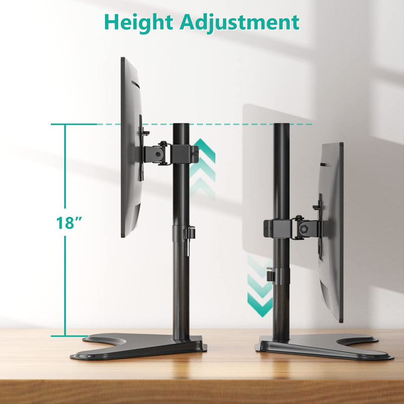 WALI Single Monitor Stand, Adjustable Monitor Stand for One Screen up to 32inch, Universal Freestanding Monitor Stand for hp acer lg Monitor with monting Holes 75 to 100mm (MF001),Black Black