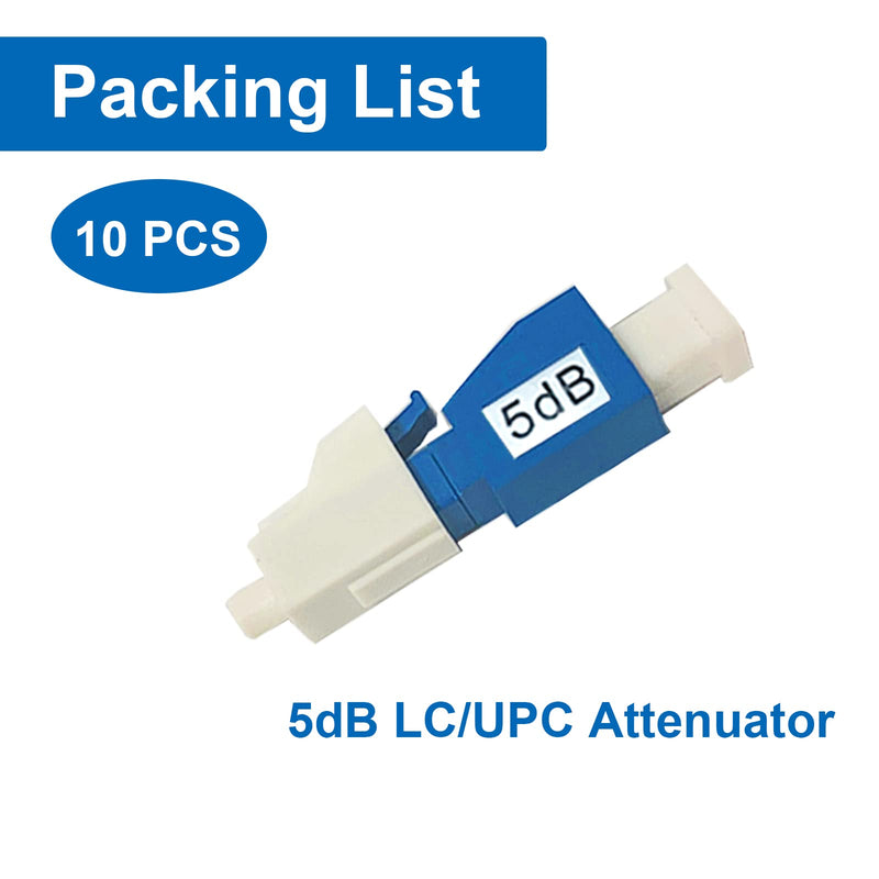 [AUSTRALIA] - GwliUni 10Pcs LC Fiber Optic attenuator, Fiber Signal Attenuation Converter, LC Inserts Connector Single Mode (LC-UPC, 5dB) LC-UPC 