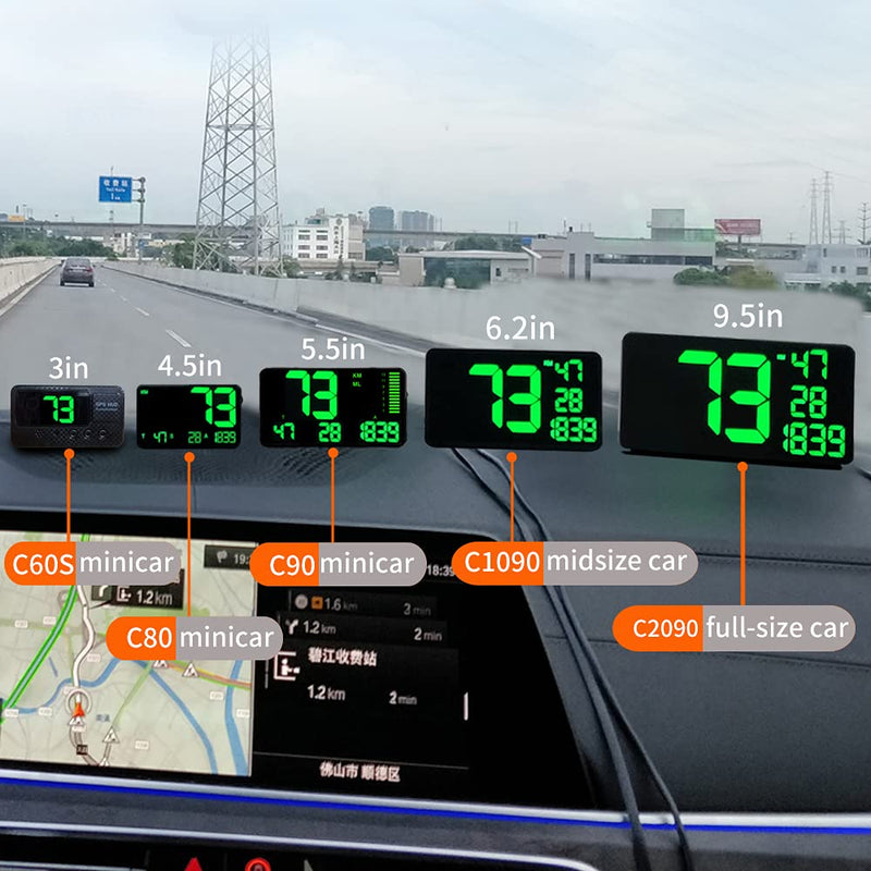 [AUSTRALIA] - HUD Original Universal GPS Head Up Display Speedometer Odometer Car Digital Speed Display MPH Over Speed Alarm Car Clock for All Vehicles C60S/C80/C90 