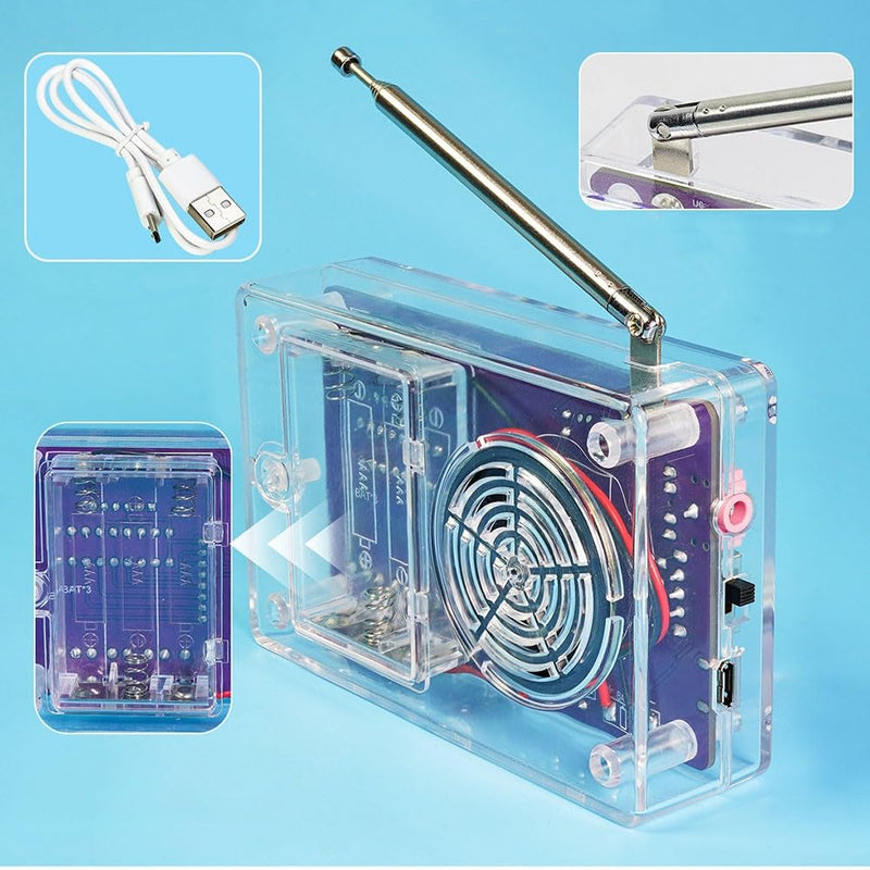 FM Radio Kit Soldering Practice Kits DIY Electronics Soldering Kit Radio Module Receiver Kit 87-108MHz (with Case) With Case