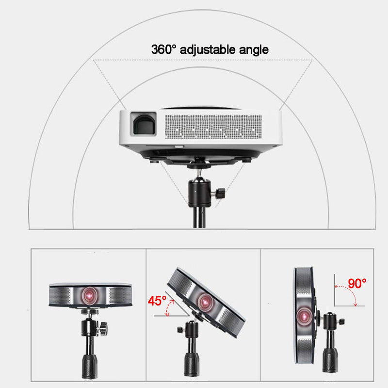 Desktop Mini Projector Stand, Angle Adjustable Mini Projector Stand 1/4in Mounting Screw, Length 8-12in/20-30cm, Load 6.6 lbs/3kg 360° Rotatable Projector CCTV DVR