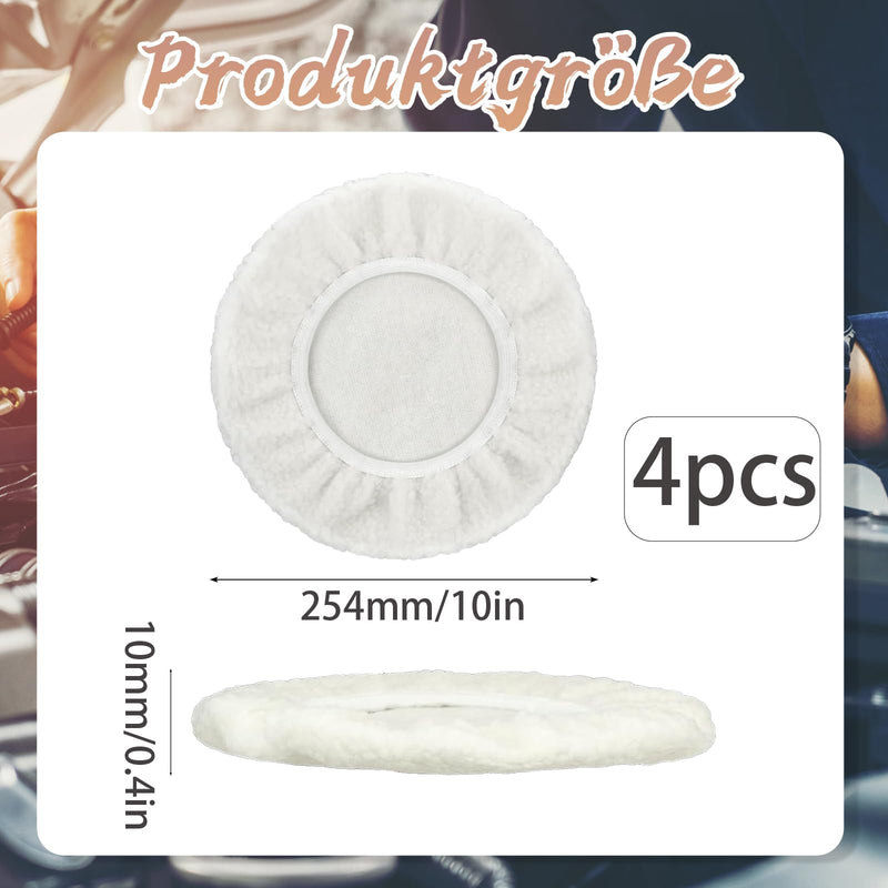 Polishing Machine, Polishing Attachment Cordless Screwdriver, 4 Pieces Polishing Hoods, 250 mm Polishing Pads, Lambswool Polishing Discs for 220 mm-250 mm Polishing Machines, for Car Paint Care, Wax