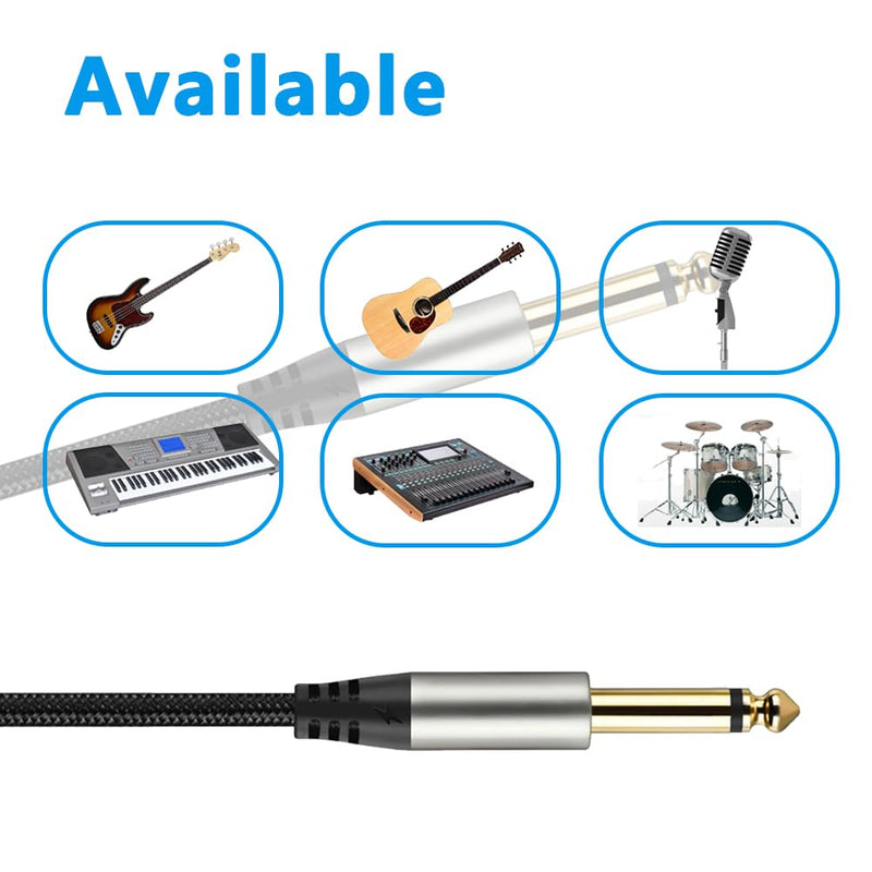 Pack of 2 Guitar Cables 1/4 Inch Instrument Cable with 6.33mm Straight TS Jack (16 Feet-2 Pack) 16 Feet-2 Pack
