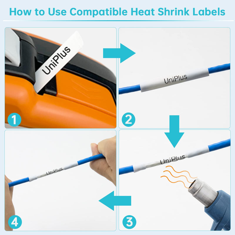 UniPlus 3 x Compatible Heat Shrink Tube Replacement for Brother Hse-231 Hse231 Label Tape for Brother PT H500 E300VP E500 E550WVP P750WVP P700 E30011, 11.7 mm x 1.5 m, Black on White 11.7mm