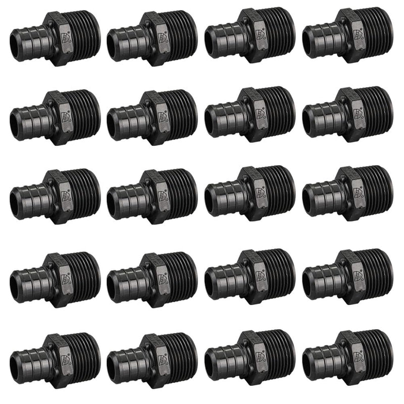 20 Pack TMKOOL Poly PPSU Pex 3/4" x 1/2" Male NPT Threaded Adapter Barb Crimp Fittings for PEX B Pipes ASTM F2159 (20pcs 3/4"x1/2") 20 3/4"x1/2"