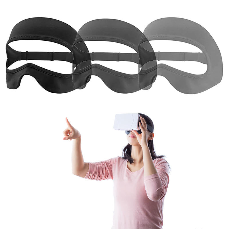 VR Mask Cover, Eye Face Cover Breathable Sweat Band for Meta/Oculus Quest 3 Quest2, Vision Pro Headset, Quest Pro, PSVR2 and Virtual Reality Game. (Black 3 Packs) Black 3 Packs