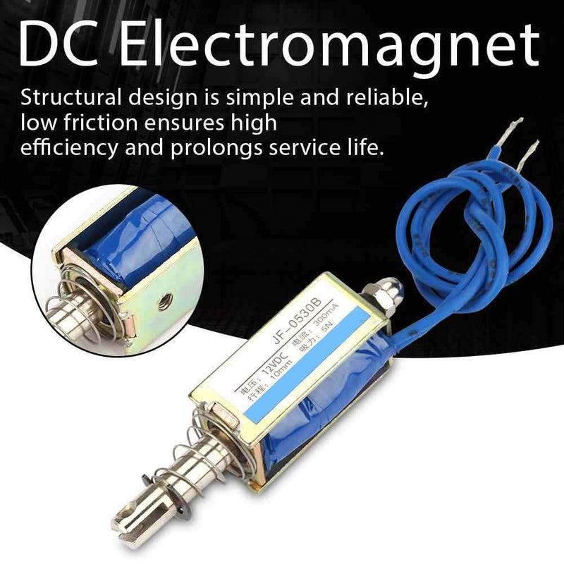 [AUSTRALIA] - Magnetic Electromagnetic Net, JF-0530B DC 6V/12V/24V Solenoid Electromagnetic Electric Lock, Automation Control 300mA 5N 10mm Hub Push Pull Type Open Frame (DC 12V) 