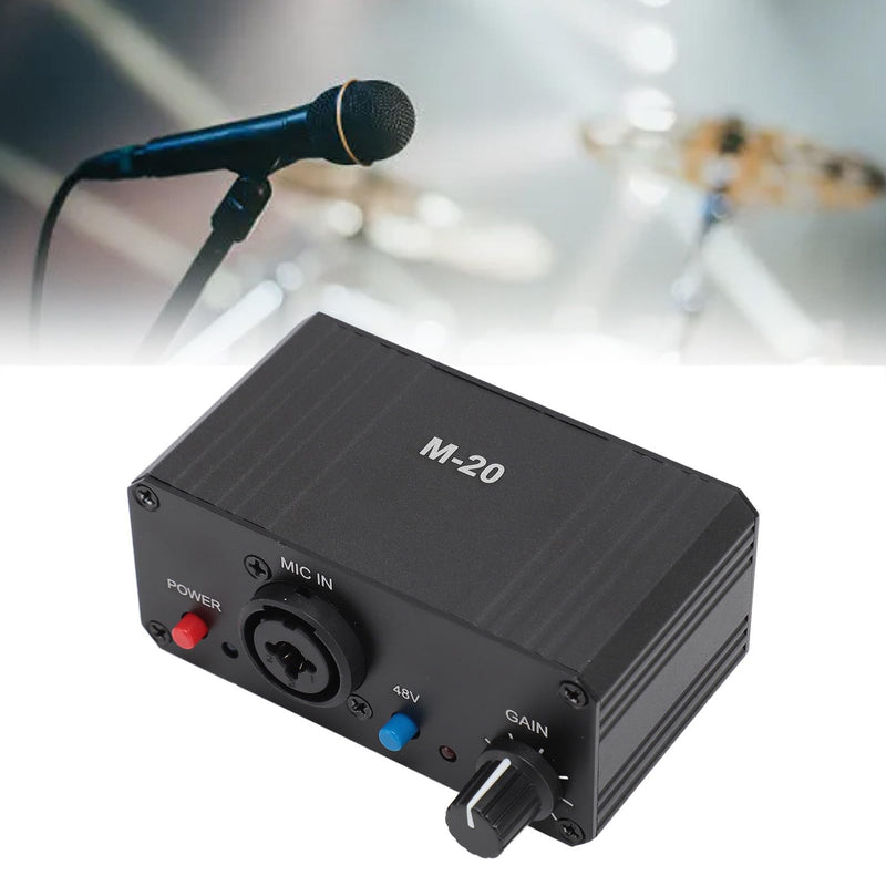 Microphone Preamp, 48V Power Mic Preamplifier XLR Output Microphone Preamp Booster, Mini Microphone Preamp for Dynamic and Condenser Mic