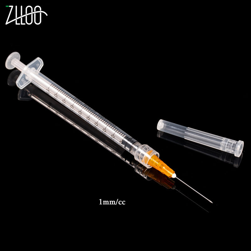 1ml/cc Plastic Tube with 25G-25mm Head, Disposable Luer-Lock Independent Packaging, Easy to Use (Pack of 100) 100 Items