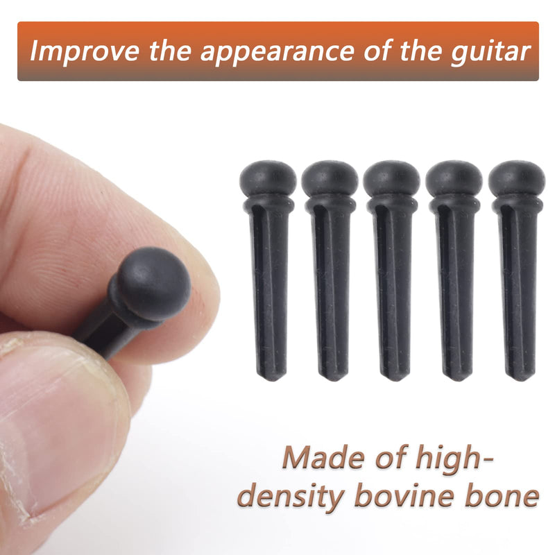 6pcs Acoustic Guitar Bridge Pins, Ebony Wood Acoustic Guitar String Pins with Guitar Pin Puller, Bridge Pins Replacement Parts for Acoustic Guitar Pure Ebony