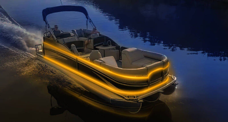 Pontoon LED Strip Lights, 12V 5M/16.4FT Waterproof Marine LED Light Boat Interior Lights, Boat Deck Light for Pontoon Fishing Boats, Extension Cable Included (Amber) Amber (16.4FT)
