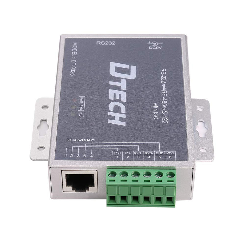 DTECH Active Isolated RS232 to RS485 RS422 Converter with RJ45 Serial Port Terminal Board Power Adapter DB9 Cable Optical Isolation Protection 2.5kV