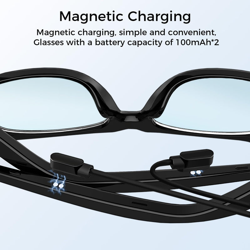 Smart Glasses, Bluetooth Glasses for Men and Women, with Speakers, Voice Assistant, UV Protection, Magnetic Clip-On Polarized & Night Vision Lenses for Indoor/Outdoor Use