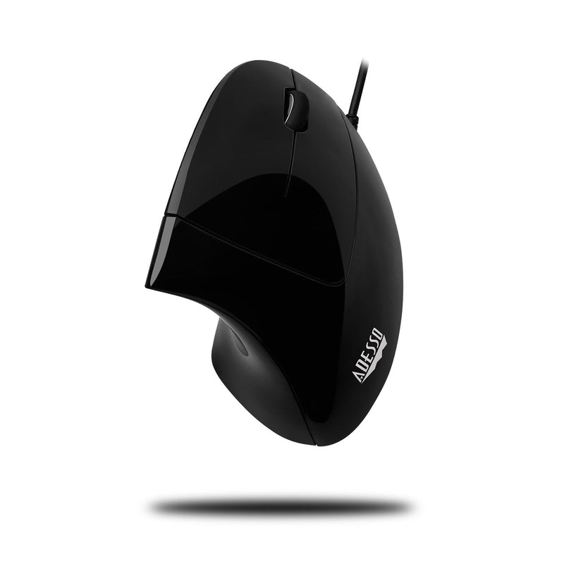 Adesso iMouseE1 - Vertical Ergonomic Illuminated Optical 6-Button USB Mouse - Right Hand Orientation, Black