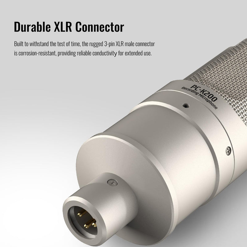 [AUSTRALIA] - TAKSTAR XLR Condenser Microphone, PC-K200 II Recording Cardioid Mic with Ultra-Low Self-Noise, Balanced Sound, Power Indicator, Studio Singing Microphone for Live Streaming, Gaming, Broadcast 