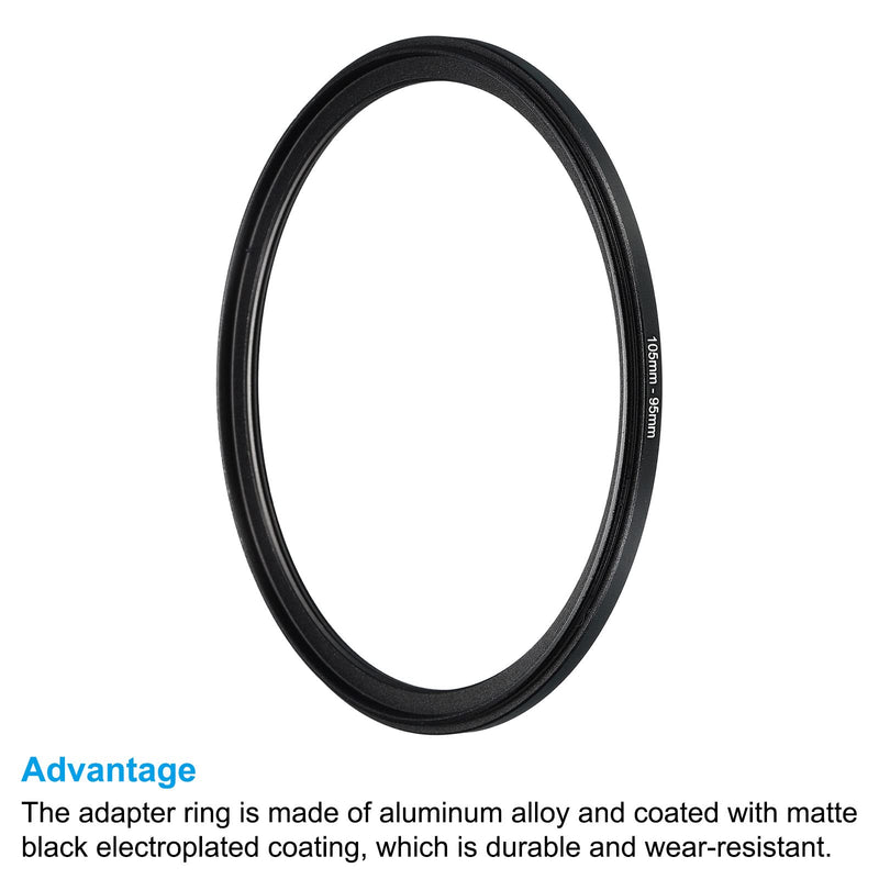 [AUSTRALIA] - PATIKIL 105mm-95mm Metal Step Down Ring, Camera Lens Filter Adapter Ring Aluminum Filter Adapter Ring for Camera Lenses Hood, Black 