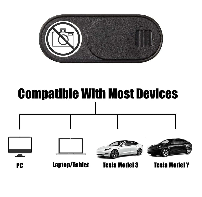 (California Webcam Cover Slide for Tesla Model 3 Y X S Interior Cabin Camera; Ultra-Thin Camera Blocker Protector to Protect Privacy Large Black Oval