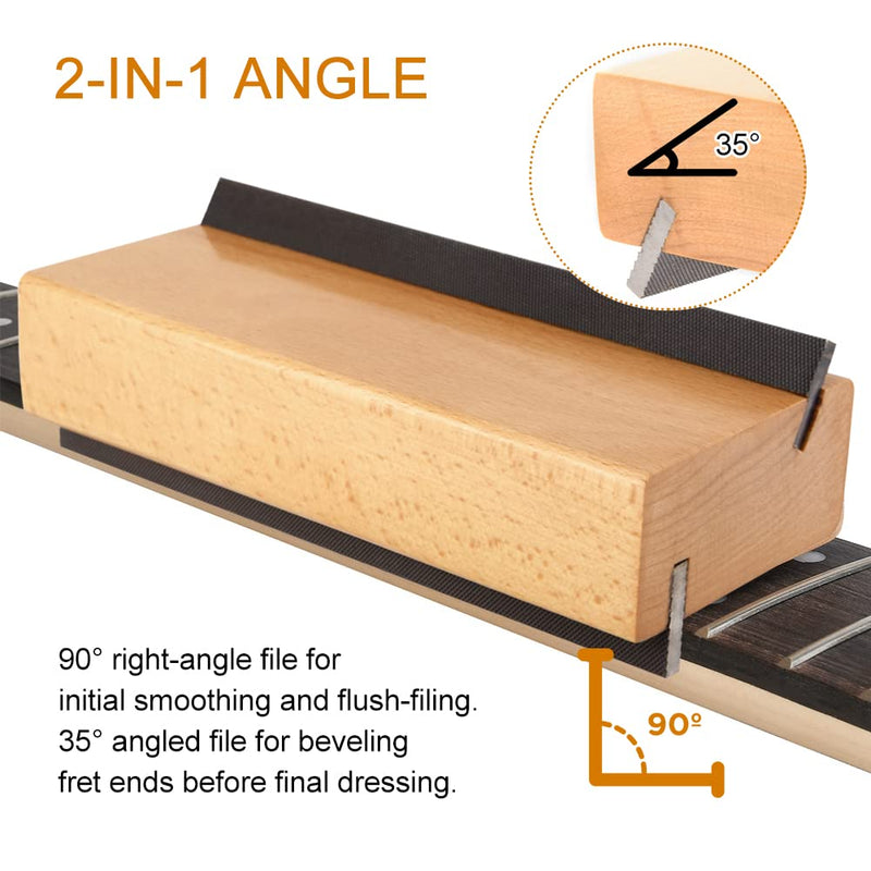 EMVANV Wood Guitar Fret Beveling File, Wood Cutting Edge Tool Fret End Dressing Luthier Tool Bass Ukulele 35/90 Degree Luthier File Tool(Size:1pc) 1pc