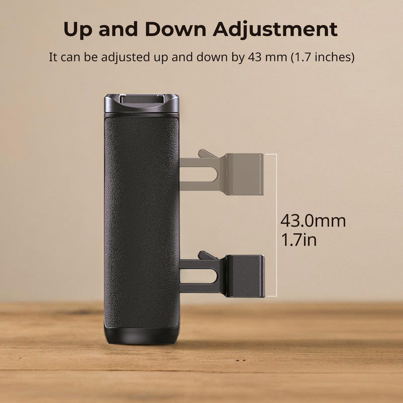 SmallRig Mini NATO Side Handle for Camera Cages, Universal Ergonomic Side Handgrip, 43mm Up/Down Adjustable, Bulit-in 1/4"-20 Threaded Hole, Strap Hole, Cold Shoe - 4840