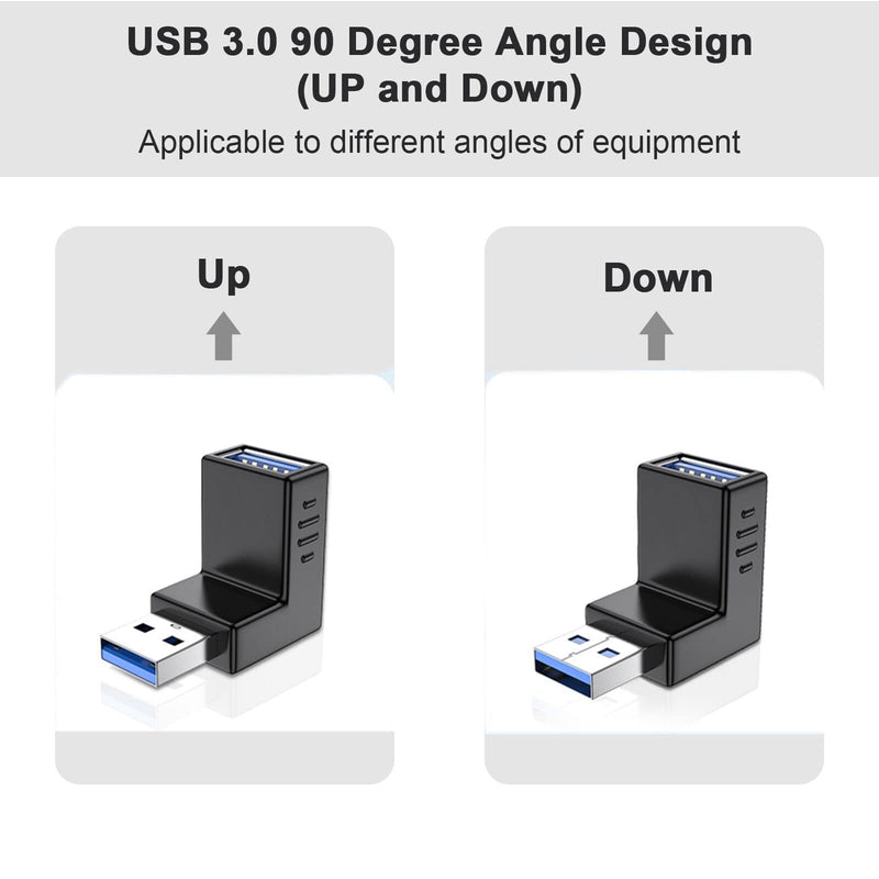 USB 3.0 Adapter 90 Degree Male to Female Combo Vertical Up and Down Angle Coupler Connector by Oxsubor