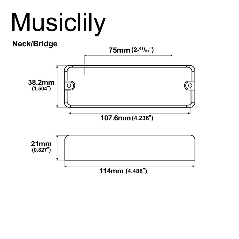 Artec MDC6 Ceramic Magnet Soapbar Style Bass Pickup Neck Bridge Pickups Set 16K for 6-String Bass, Black Black Set