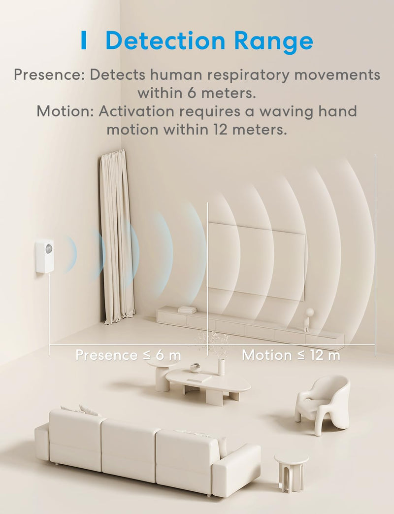[AUSTRALIA] - meross Matter Human Presence Sensor, 3-in-1 PIR & Light & mmWave Radar Motion Sensor, AI Motion Detector for Matter Smart Home Automation, Supports HomeKit, Alexa, Google, Home Assistant, 2.4GHz Wi-Fi US 