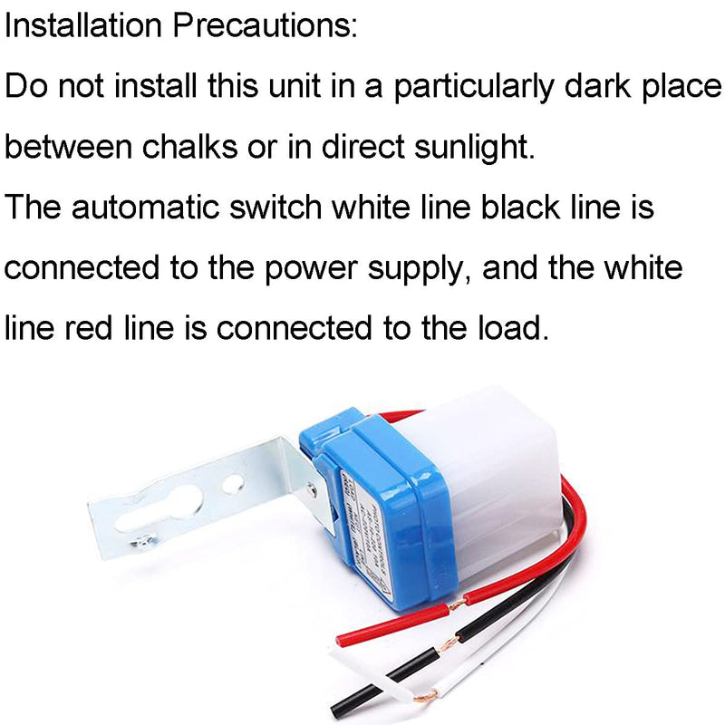 Youmile Twilight Switch AC DC 12V 10A Auto On Off Photocell Light Switch Light Sensor Switch Twilight Sensor Night Light Sensor Photo Switch Light Sensor Switch with Cable Cap Pack of 2