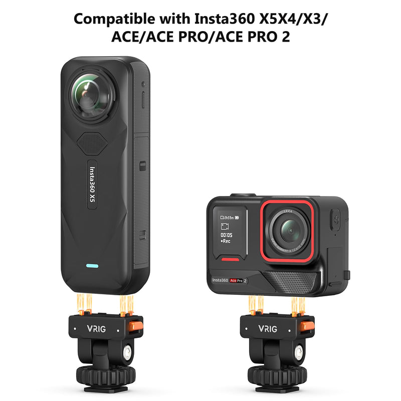 VRIG AC-44 Cold Shoe Adapter with Magnetic Quick Mount for Insta 360 Ace/Ace Pro 2, Action Camera Mount Adapter with 1/4" Thread Compatible DSLR Camera Hot Shoe, Tripod Accessories