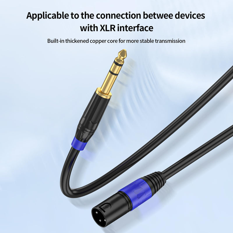 1/4" TRS to XLR 3M Pro Balanced Interconnect Cable,XLR Male to 1/4 Inch (6.35mm) Stereo Balanced Microphone Stereo Audio Converter AdapterCable 2Pack- 10FT XLR Male to 6.35mm-2Pack