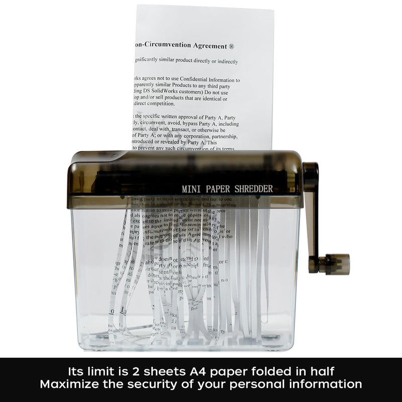 JIKIOU Mini Hand Shredder Portable Paper Shredder Manual Shredder Documents Paper Cutting Tool Home Office Desktop Stationery Black Mini Black-Half A4