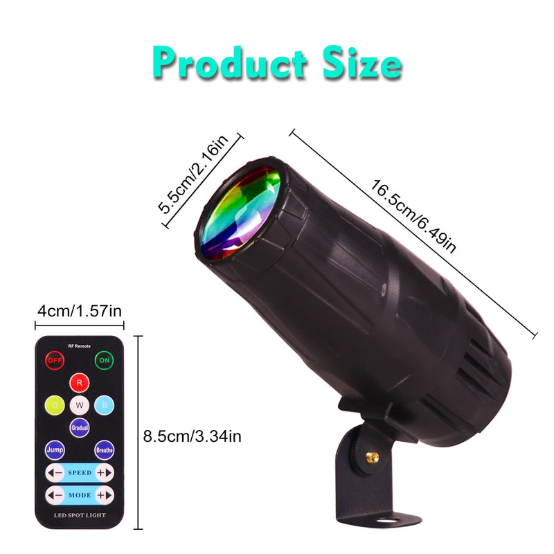 LED Pinspot Light 2 Pack,Stage Spotlight Mini 15W RGBW Disco Ball Spot Lights 4 in 1 Stage Lighting Mirror Ball Light with Remote Control for DJ Disco Party Bar Club Wedding (Spotlight)