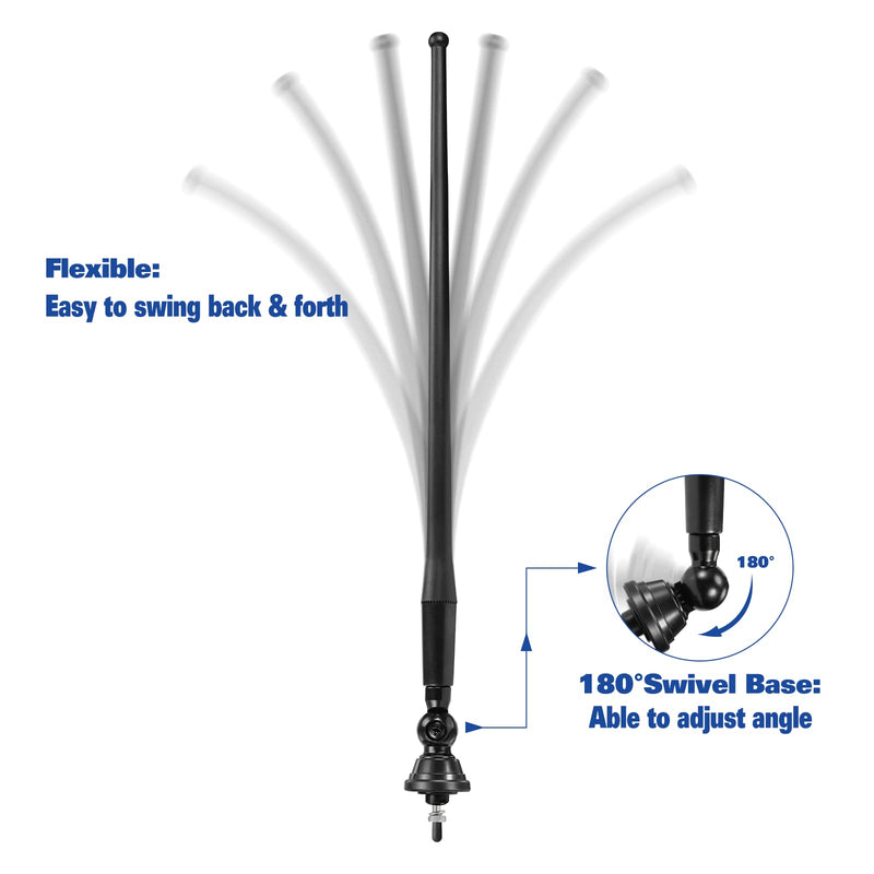 Eightwood Marine Boat Radio Antenna 16 Inch Rubber Duck Flexible Mast FM AM Stereo Antennae for Boat Car RV Motorhome ATV UTV Tractor Motorcycle Yacht 16in radio antenna