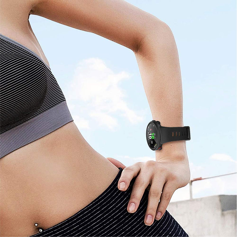Watbro Compatible with Garmin Forerunner 45S band, Soft Silicone Sport Replacement Watch Band, Fitness Strap Bracelet Wristband for Garmin Forerunner 45S Smartwatch Black