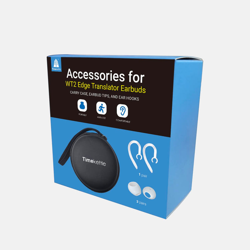 Timekettle Accessories for WT2 Edge/W3 Translator Earbuds, Including 1 Pair of Silicone Ear Hooks, 3 Pairs of Earmuffs, and 1 Carry Bag
