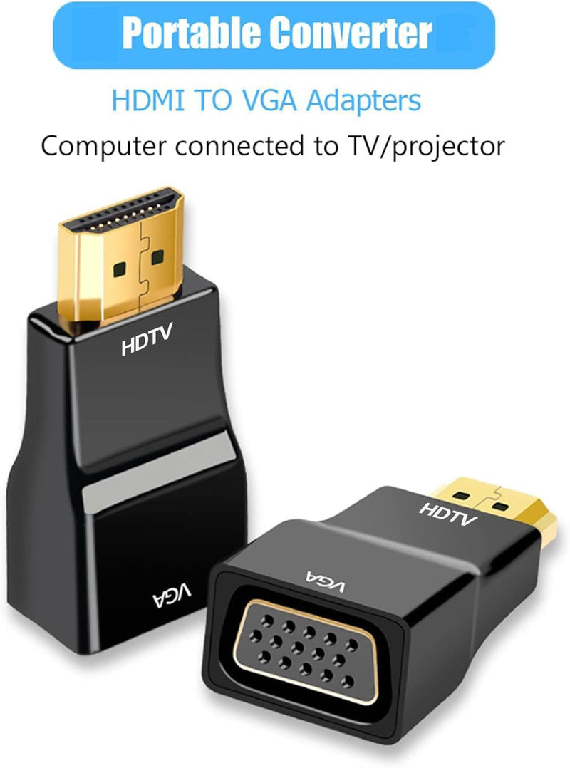HDMI to VGA Adapter Converter 10-Pack,1080P | HDMI to SVGA Adapter Converter 1080P Male to Female Cord for Computer, Desktop, Laptop, PC, Monitor, Projector, HDTV Black