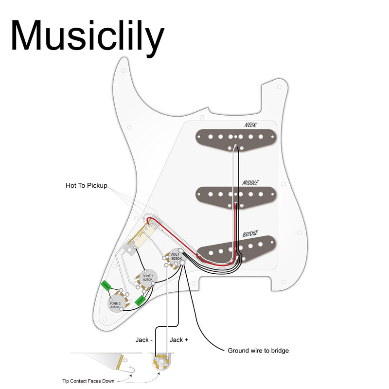 [AUSTRALIA] - Musiclily 11 Hole SSS Prewired Loaded Pickguard with Alnico 5 Single Coil Pickups Set for Strat ST Style Electric Guitar, 3Ply Black 