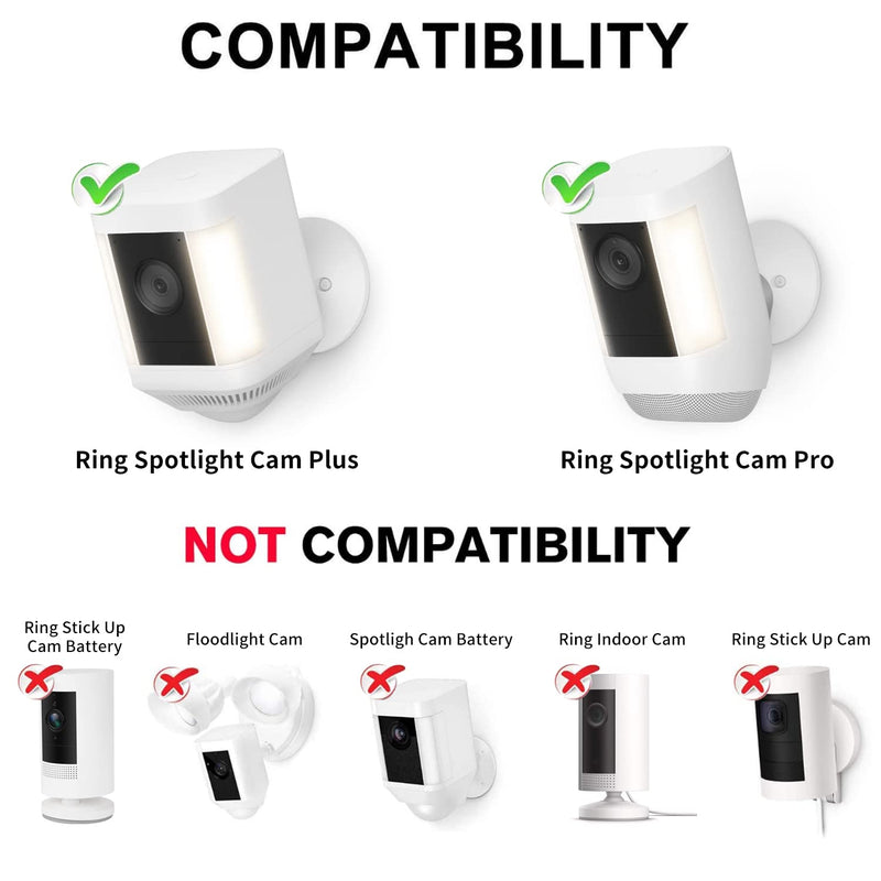 ALERTCAM Power Adapter for Ring Spotlight Cam Plus/Pro (Battery), with 25Ft/7.5m Flat Weatherproof Outdoor Cable Continuously Power Your Ring Camera - White