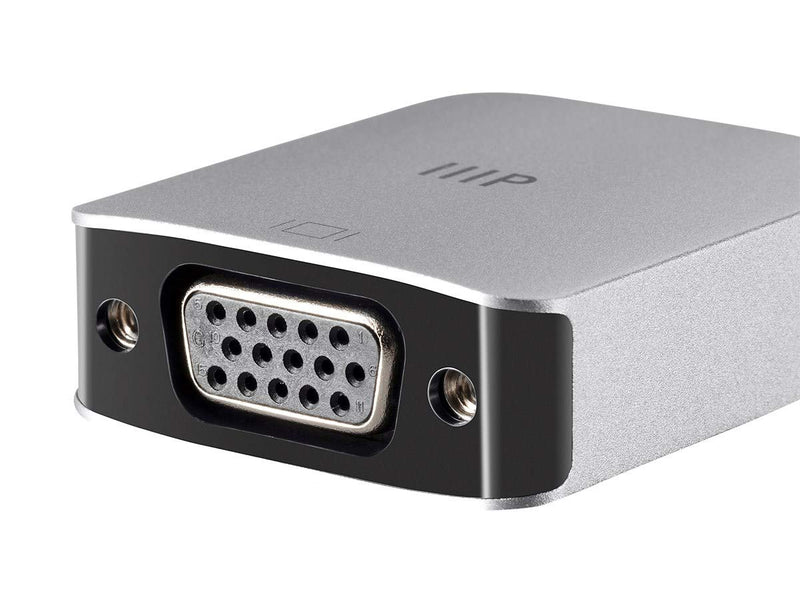 Monoprice USB-C to VGA USB 3.0 USB-C Data and PD Charging Adapter | 100W, with Folding USB Type-C Connector - Consul Series