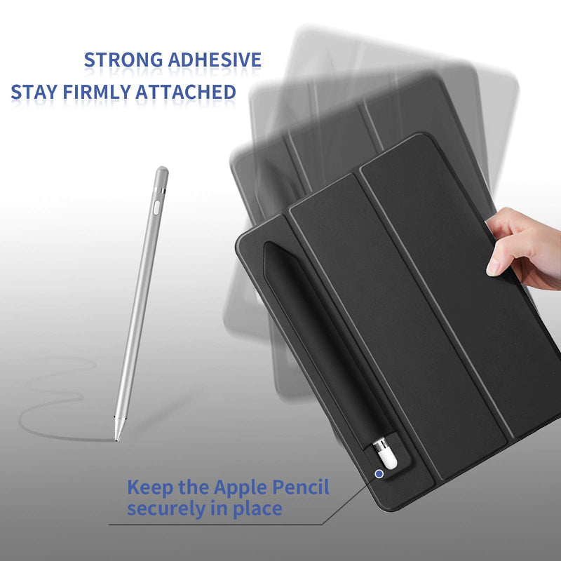 2 Pack Pencil Holder for Apple Pencil 1st 2nd Generation, YUOROS Adhesive Pencil Sleeve for iPad iPad 9th/8th Gen, Tablet Stylus Surface Pen (Black, Black) Black Black