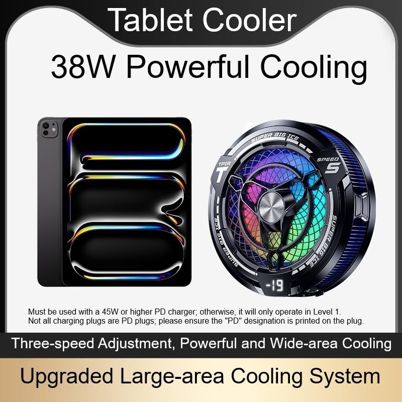 FS12 40W Semiconductor Tablet Cooler Large Area Powerful Cooling Magnetic RGB Cooler Radiator for Pad/Gaming