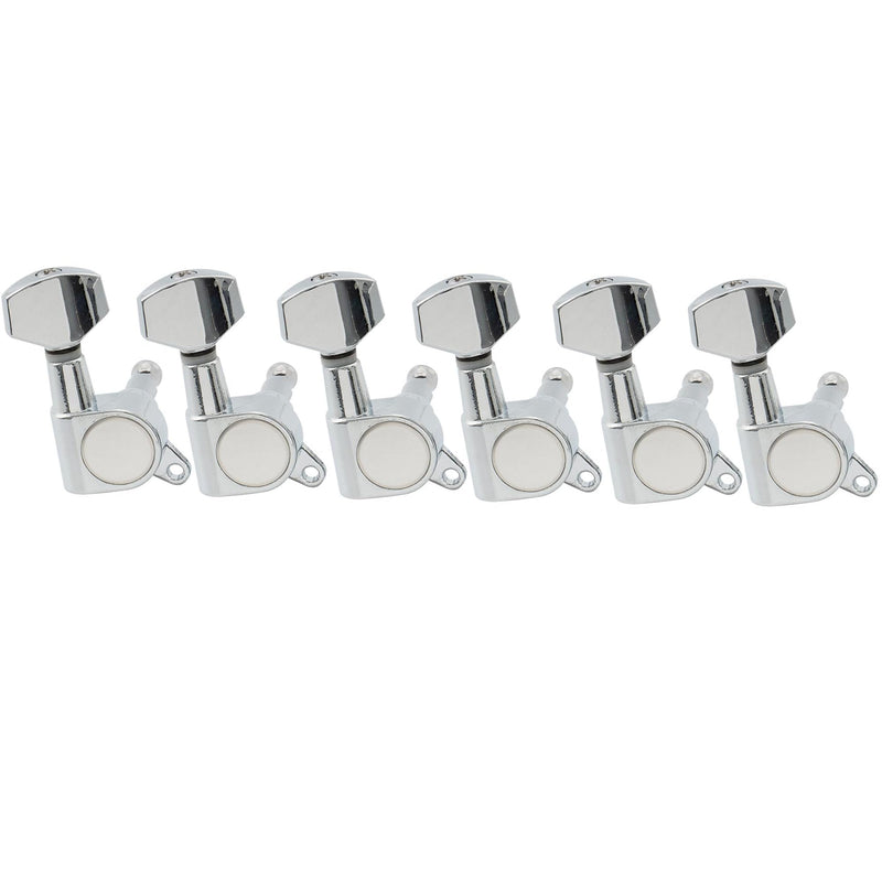 Musiclily 6-in-line Sealed Electric Guitar String Tuning Pegs Keys Machine Head Tuners Set Right Hand for Fender Stratocaster Telecaster Guitar, Chrome Small Button Chrome